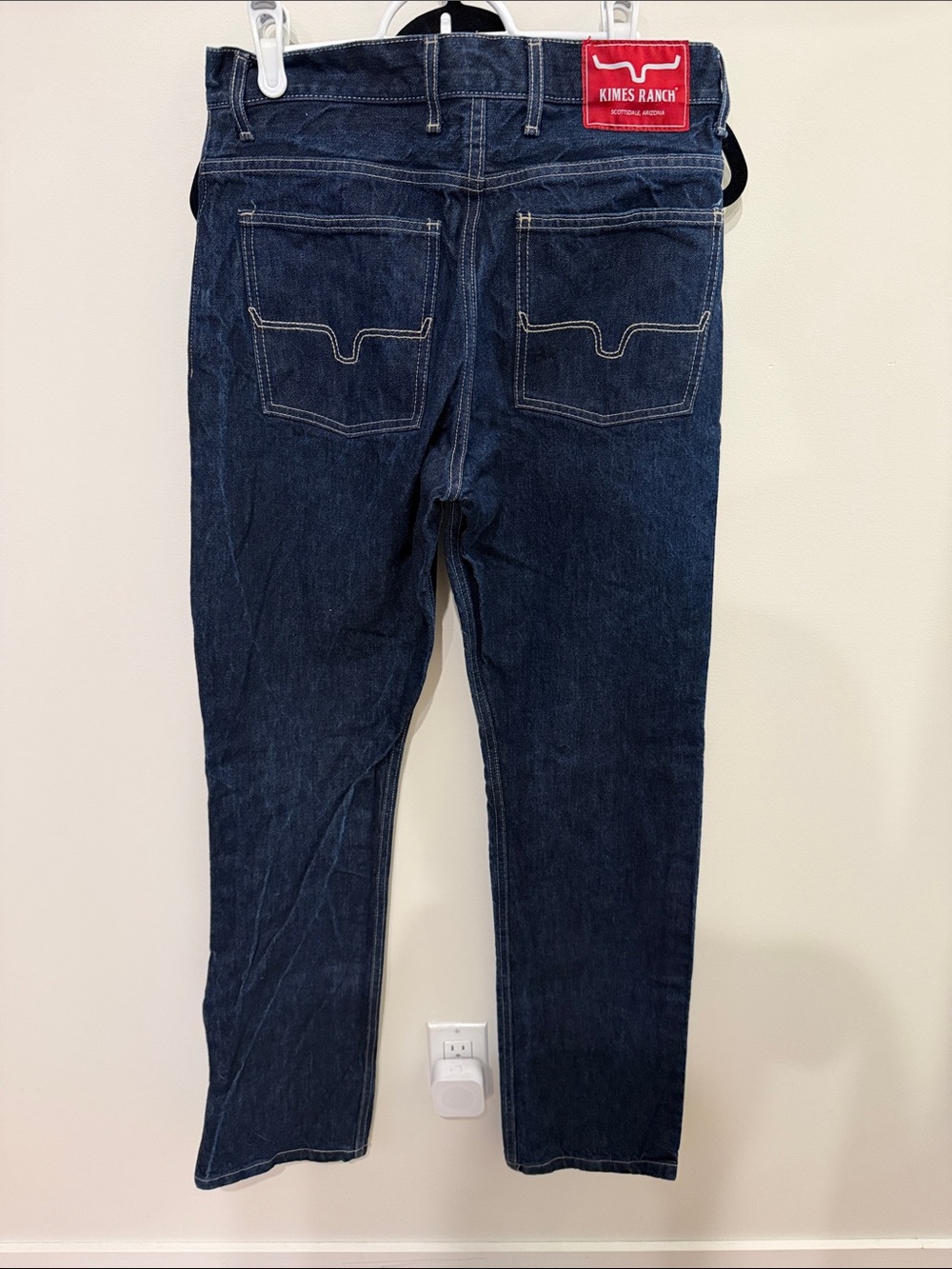 Kimes Ranch Men's Indigo Straight Leg Jeans with Red Patch